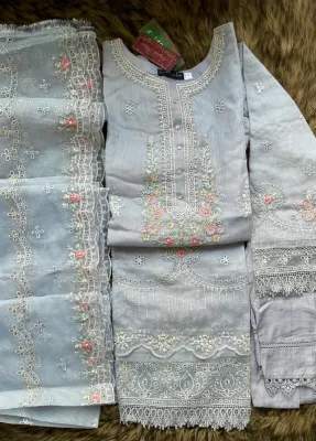 Pakistani Original Sadabahar Formal Stitched 3Pcs_Powder Blue 