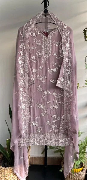 Pakistani Original Schick Chiffon Stitched 2 Pcs _ Mauve 