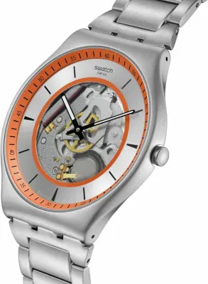 Swatch THE ESSENCE OF SPRING (42mm) Silver and Orange Open Dial Watch