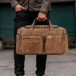 CROSS-BORDER GENUINE LEATHER HANDBAG TRAVEL BAG GB-0061LBR