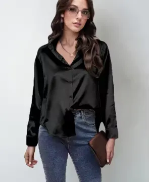 WOMEN SATIN SILK LOOSE SHIRT
