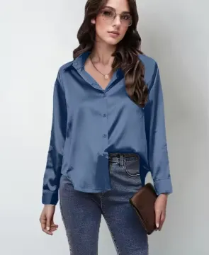 WOMEN SATIN SILK LOOSE SHIRT