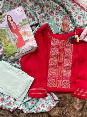 Original Delhi Boutique Stitched 3pcs _ Maroon Red 