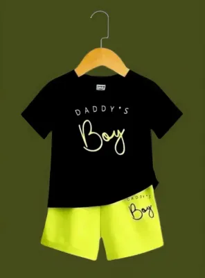 Mama's Boy Printed T-shirt set-Black