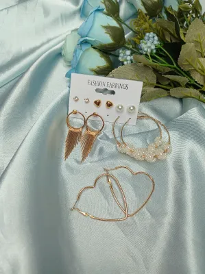 6 pairs Retro Style Geometric Big Love Earrings Set