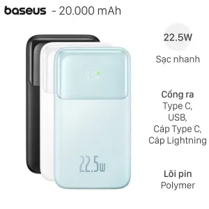 Baseus Comet Series 22.5W 20000mAh Dual Cable Digital Display Power Bank