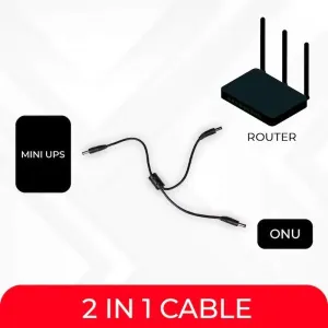 GearUp 2-In-1 DC Cable To Use 2 Devices On WGP/ SKE Mini UPS (Black Color)