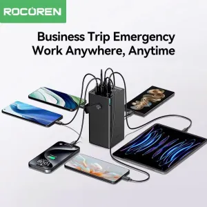 Rocoren 50,000mAh 22.5W Power Bank With Fast Charging 6 Ports With Flashlight