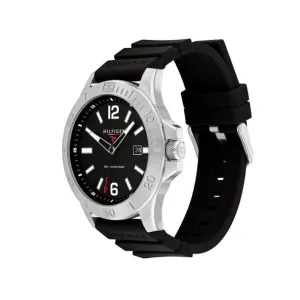 TOMMY HILFIGER- RYAN BLACK DIAL BLACK SILICON STRAP WATCH