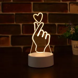 GearUP Acrylic Multicolor Night Lamp (Finger Heart)