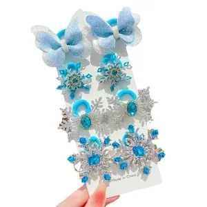Pastel Princess Flower & Bow Hair Clip Set