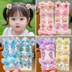 Pastel Princess Flower & Bow Hair Clip Set