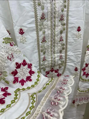 Pakistani Hayat's Stitched Embroidery Cotton 2Pcs _ White