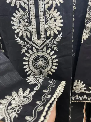 Pakistani Hayat's Stitched Embroidery Cotton 2Pcs _ Black 