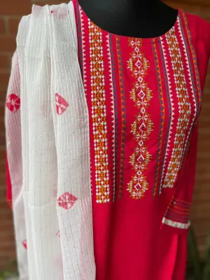 Original Delhi Boutique Stitched 3pcs _ Maroon 