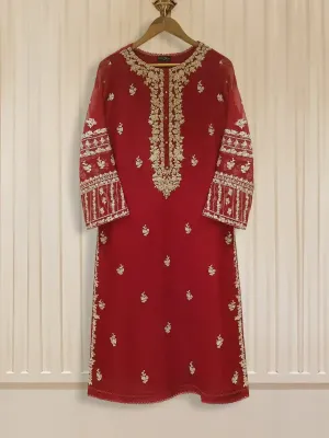 ORIGINAL AGHA NOOR TWO PIECE 100% PURE CHIFFON HEAVILY EMBROIDERED SHIRT ALONG WITH DUPATTA