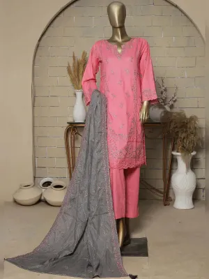 Original Bin Saeed Stitched 3 Piece Lawn Embroidered Suit_Pink