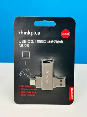 Lenovo thinkplus MU251 USB3.0+Type-C Dual-port U Disk Rotatable USB Flash Drive 16GB/32GB/64GB/128GB/256GB High-speed U disk