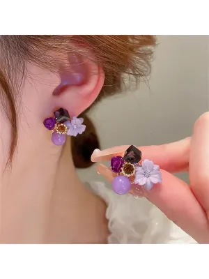 Flower Crystal Stud Earrings 