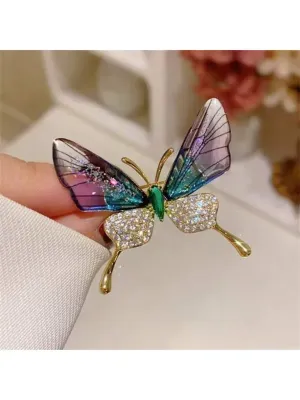 Crystal Butterfly Transparent Hijab Brooch Pin 