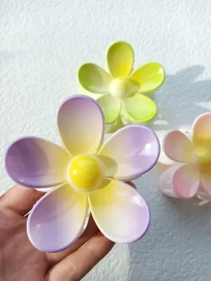 Multicolor Flower Shape Hair Claw Clip (1 Pc) 