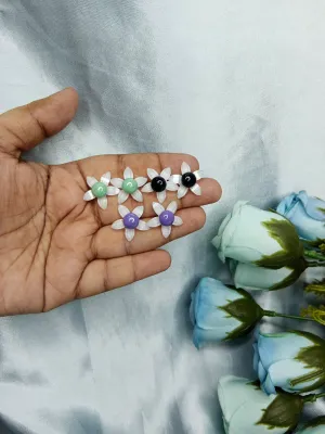 6 Pairs Flower Pearl Stud Earrings Set