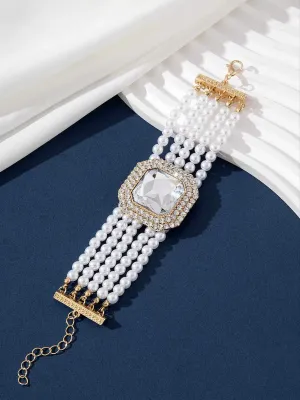 Luxury Multi-layer Faux Pearl Geometric Necklace 