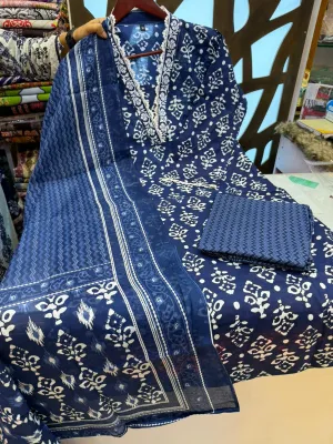 New Batik Stitched Collection Blue