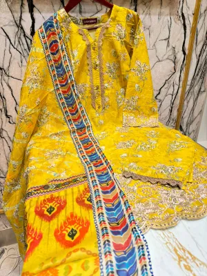 Sadabahar Swizz Lawn with Embroidery Work