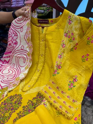 Sadabahar Swizz Lawn with Embroidery Work