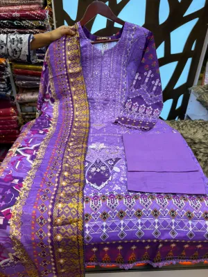 Sadabahar Swizz Lawn with Embroidery Work