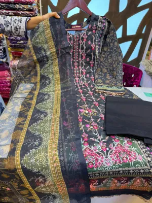 Sadabahar Swizz Lawn with Embroidery Work