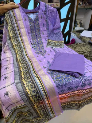 Sadabahar Swizz Lawn with Embroidery Work