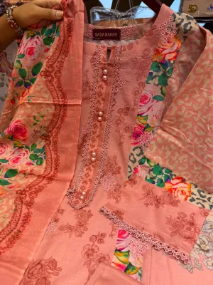 Sadabahar Swizz Lawn with Embroidery Work