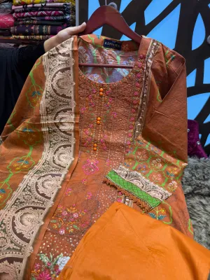 Sadabahar Swizz Lawn with Embroidery Work