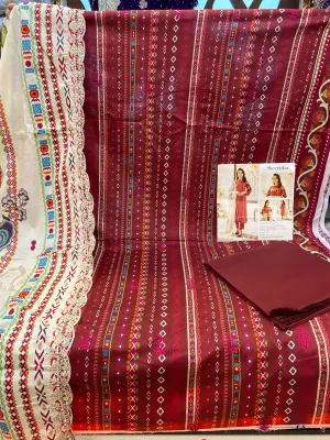 Pakistani cotton Unsitched three pcs