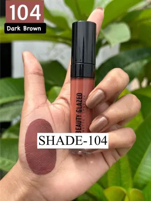 BEAUTY GLAZED MATTE LIPSTICK-104-DARK BROWN