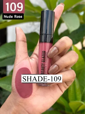 BEAUTY GLAZED MATTE LIPSTICK-109-NUDE- ROSE