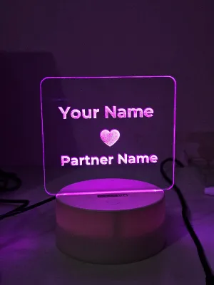 Customizable Love Acrylic Lamp (X Love Y) 