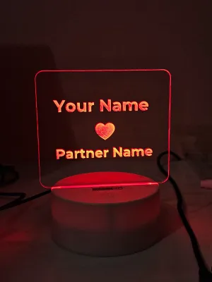 Customizable Love Acrylic Lamp (X Love Y) 