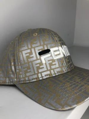 Men's F e n d i Printed Cap (S-1)-Silver	