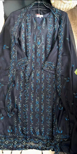 Pakistani Original Schick Chiffon Stitched 2 Pcs _ Black 