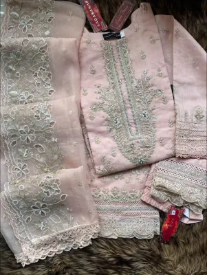 Pakistani Original Sadabahar Formal Stitched 3Pcs _ Baby Pink 