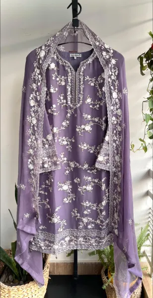 Pakistani Original Schick Chiffon Stitched 2 Pcs _ Dark Lavender 