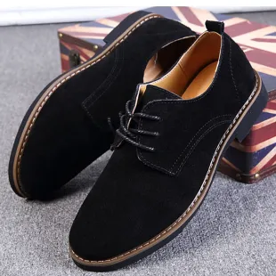 Genuine Suede Leather Pointy Toe Formal Shoes