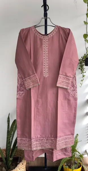 Pakistani Original Hayat's Stitched Cotton 2pcs_ Dark Mauve