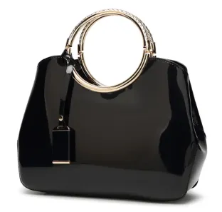 Chic Glossy Faux Leather Women's Handbag