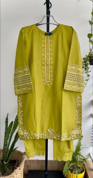 Pakistani Original Hayat's Stitched Cotton 2pcs_ Olive 