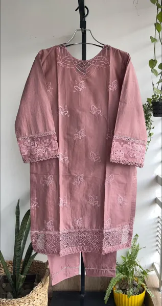 Pakistani Original Hayat's Stitched Cotton 2pcs_ Mauve