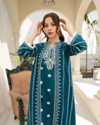 Pakistani Original Sahibas Stitched Lawn 2Pcs _ Teal 